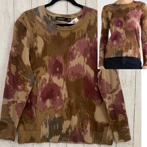 NWT Lauren Ralph Lauren Fall  Abstract Floral   Cotton-Blend Sweater Top 2X
